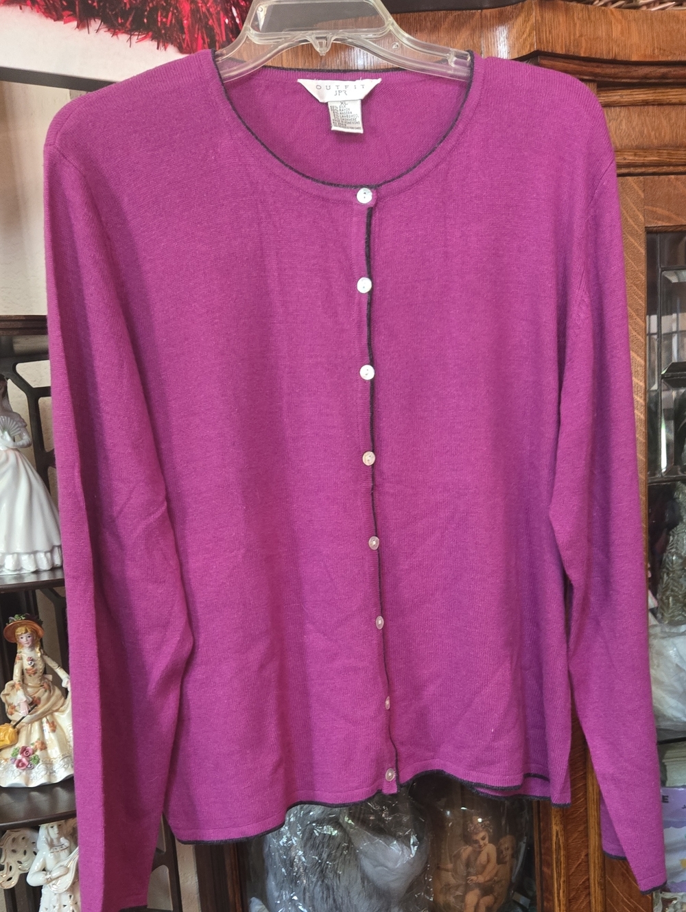 Talbots Fuchsia Crewneck Button Cardigan